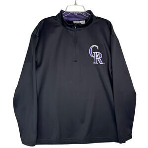MLB Colorado Rockies Official Quarter Zip Sweatshirt Black Fleece Unisex Mens XL